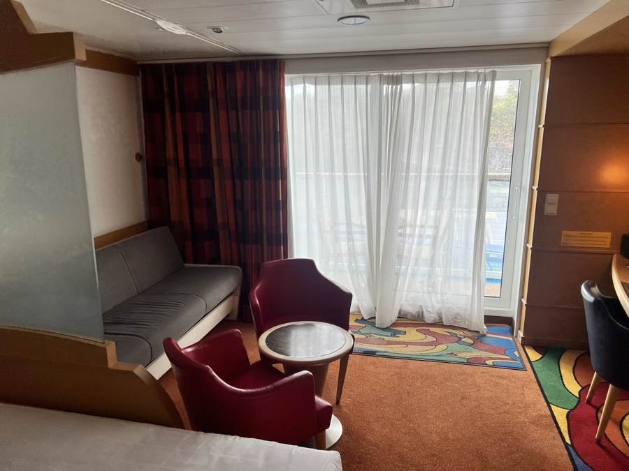 Seating area in a Commodore Suite on the Pont-Aven