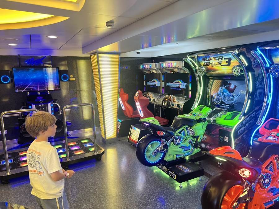 Onboard arcade on the Pont-Aven ferry