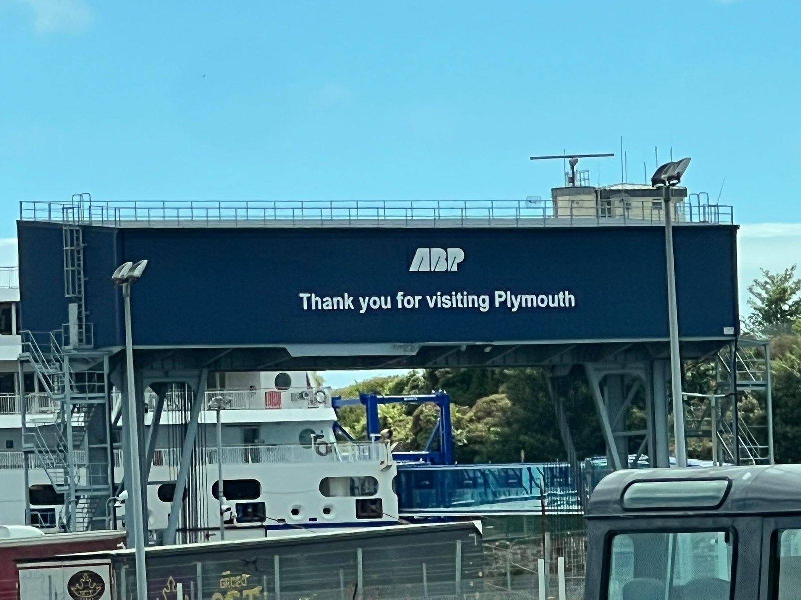 Plymouth ferry port at Millbay Docks seen from the deck of the Pont-Aven