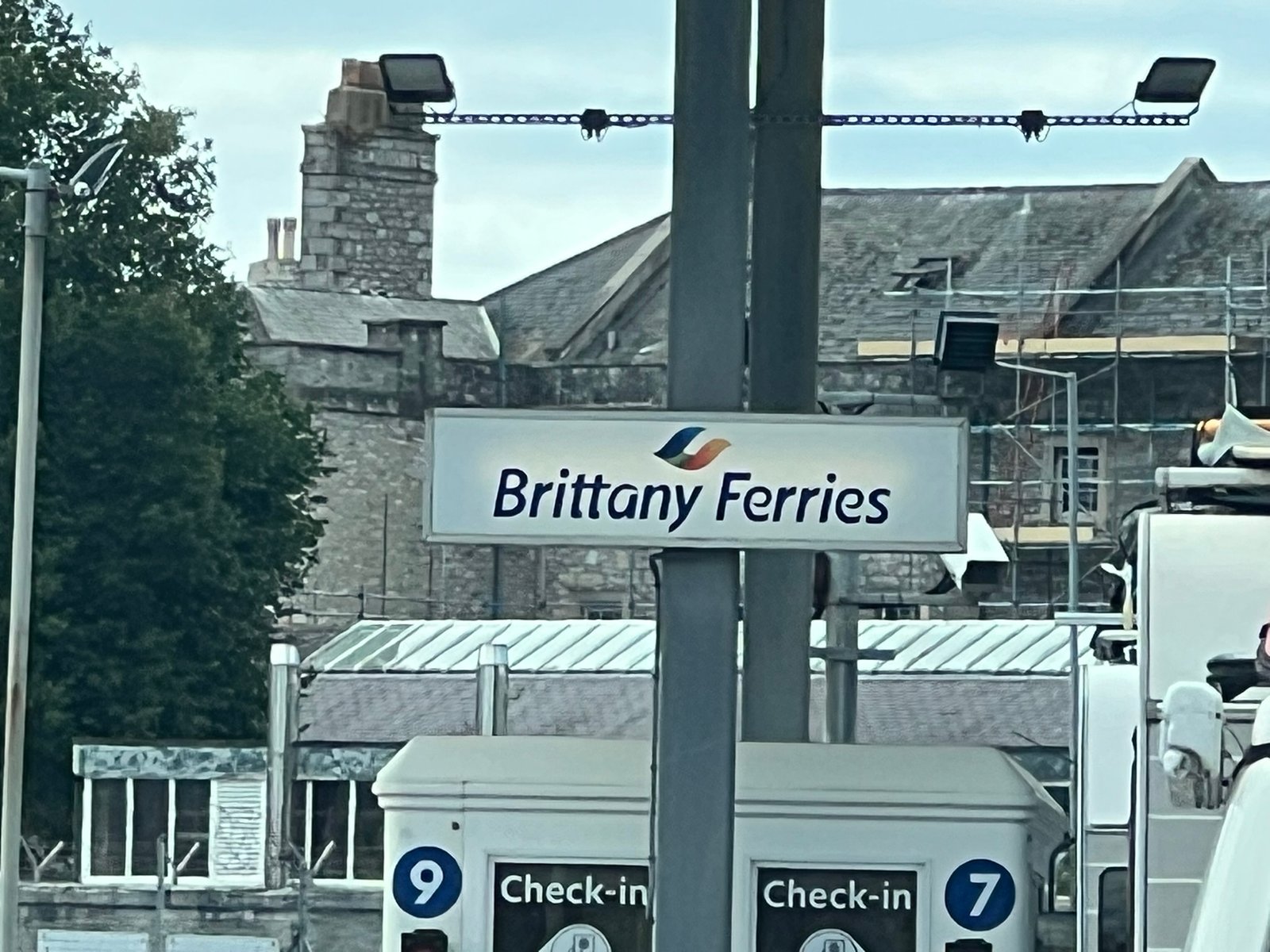A Brittany Ferries vehicle check-in booth