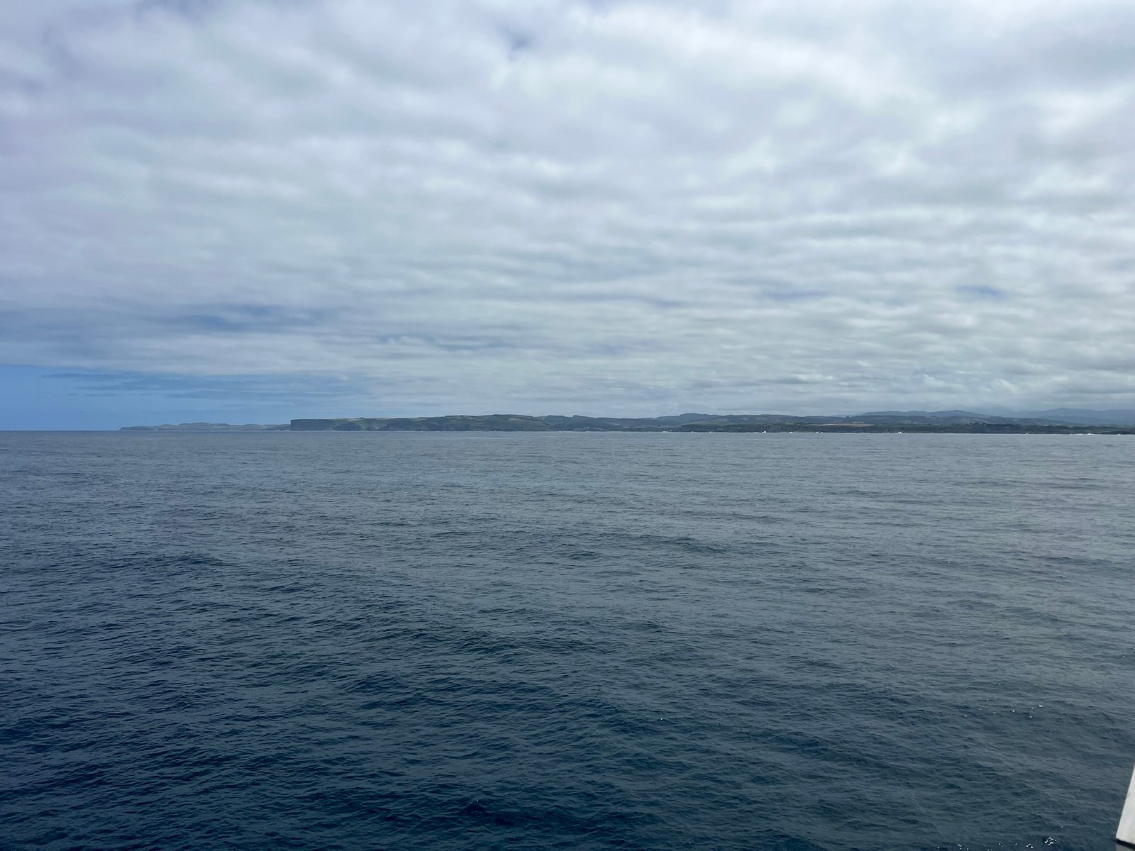 Grey sea and overcast sky in the Bay of Biscay seen from a ferry