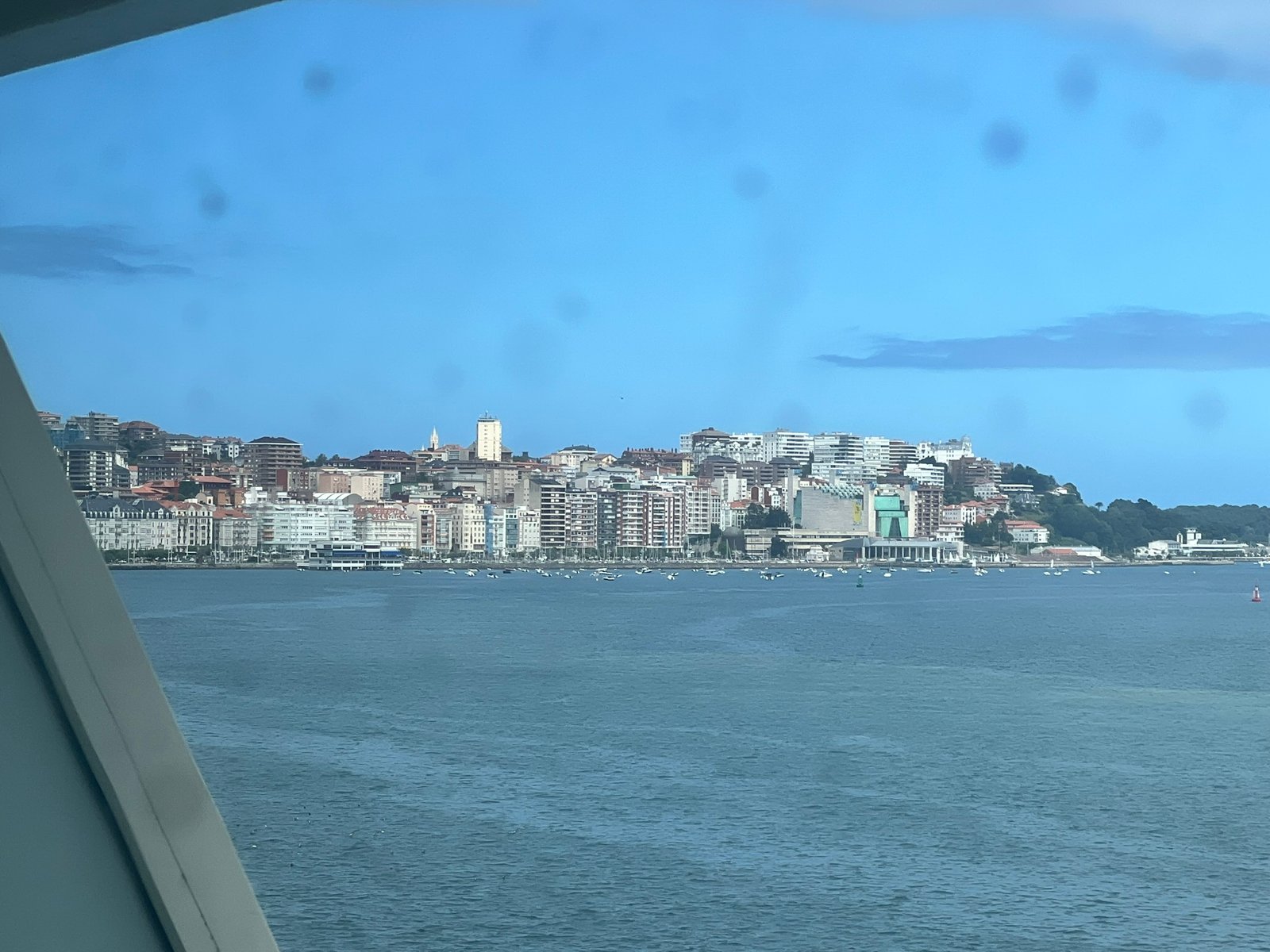 The Cantabrian coastline coming into view as the ferry approaches Santander