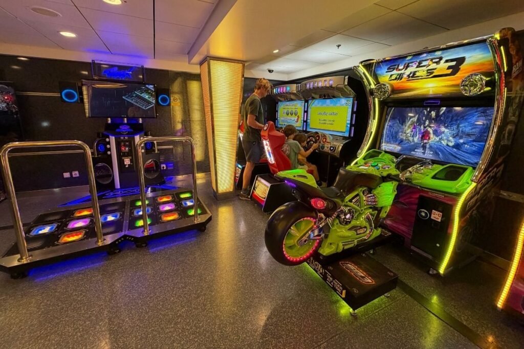 Games arcade on board the Brittany Ferries ship Pont-Aven