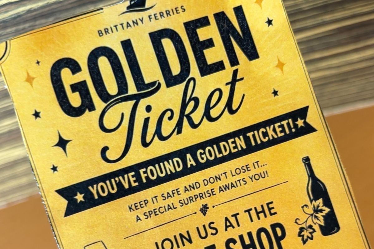 Golden ticket raffle promotion in the duty-free wine shop on board